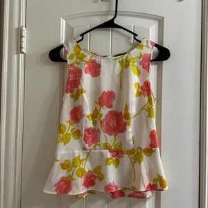 Ann Taylor Floral Sleeveless Blouse - Pink and Green